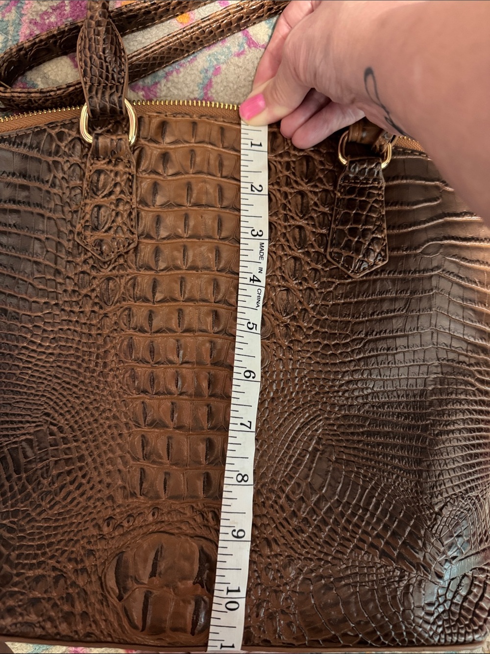 Source Unknown Brown Croc-Embossed Leather Shoulder Bag - Picture 9 of 9